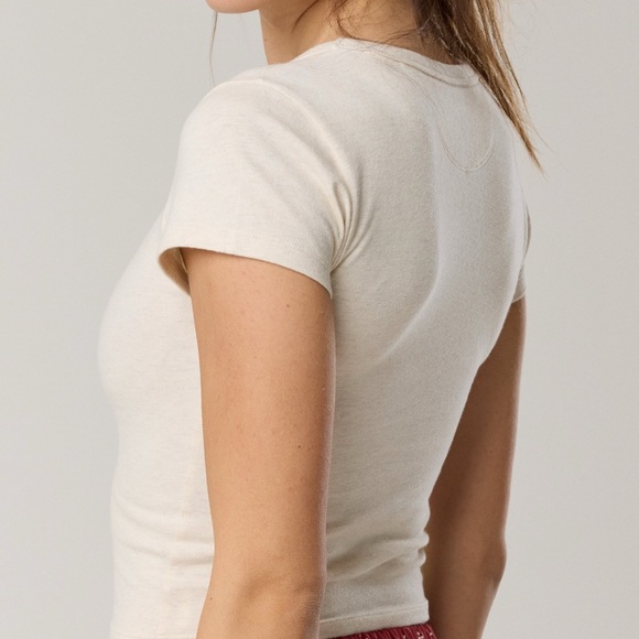 Aerie Cream Short Sleeve Top offline rock n roll baby tshirt - Picture 2 of 3